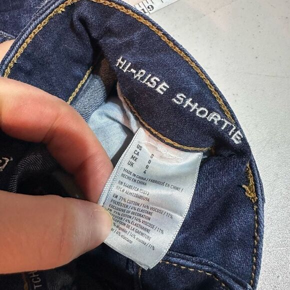 American Eagle Super Stretch Hi Rise‎ Shortie Size 0 destroyed distressed denim - Picture 14 of 14